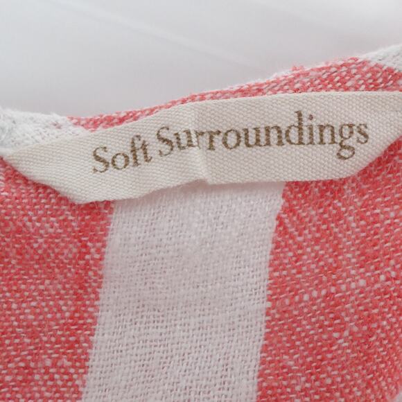 Soft Surroundings Linen Blend Cold Shoulder Red Striped Tunic Beach Women Size S - Picture 3 of 11